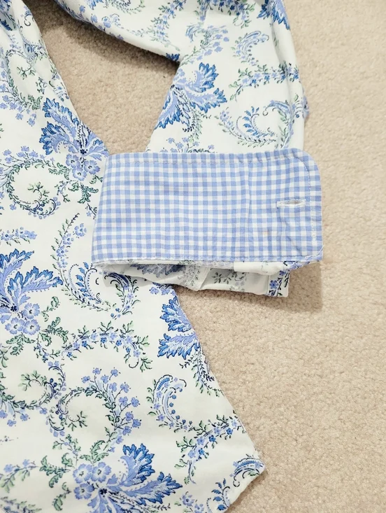 Womans Blue Floral Button Up Shirt 100% Cotton Lightweight Paisley Classic Chaps - Picture 11 of 13